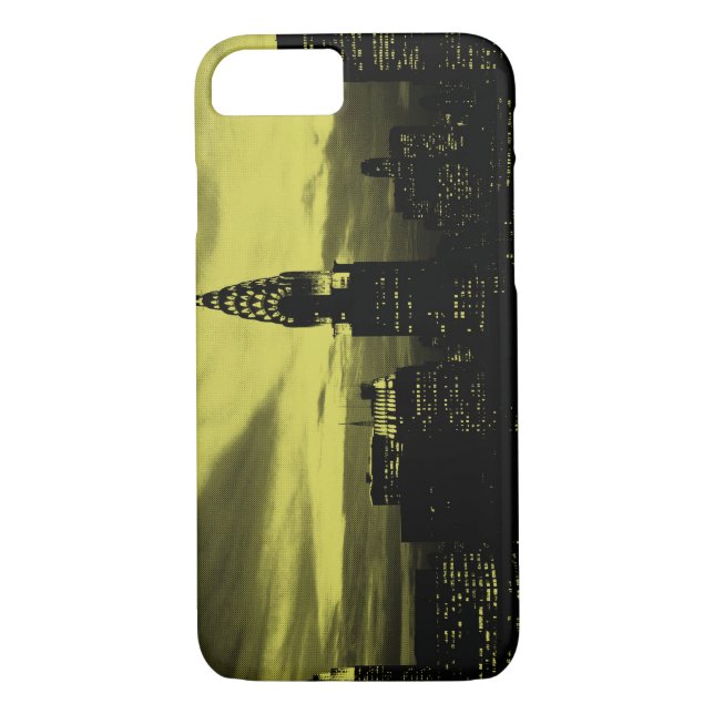 Jaune pointillé Noir New York City iPhone 7 Coque (Dos)