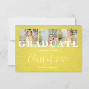 Jaune Pré-K Graduate Trois Photos Textile Texture