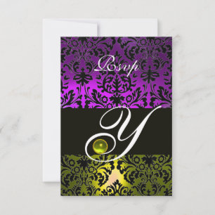 JAUNE PURPLE BLACK DAMASK MONOGRAM TOPAZ RSVP