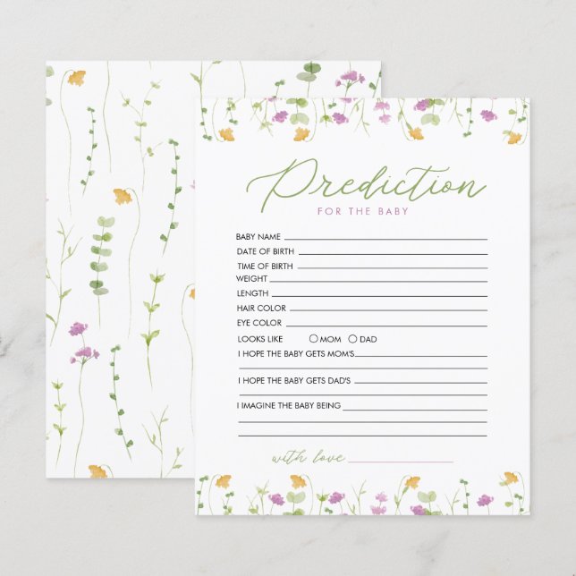 Jaune rose Fleur sauvage Prédiction Pour Le Jeu De (Devant / Derrière)