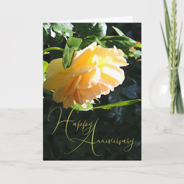 Jaune Rose Script Bonne Carte Anniversaire (Devant)
