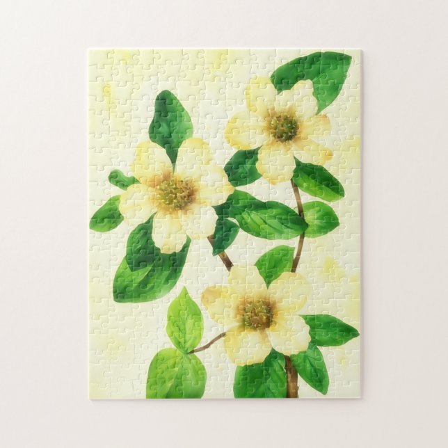 Jaune Roses Fleur Vintage Style Art Puzzle (Vertical)