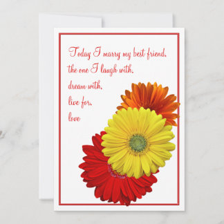 Jaune rouge orange Gerbera Faire-part de mariage m
