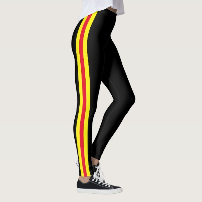 Jaune Rouge Side Leggings noirs Choisir la couleur (Droite)