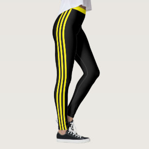 Jaune Side Grille Leggings noirs avec vos couleurs