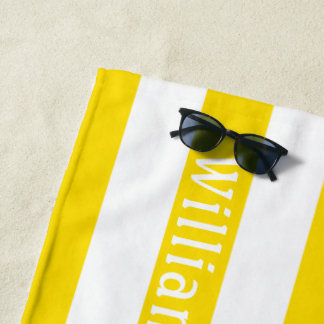 Jaune Soleil Blanc | Serviette de plage personnali