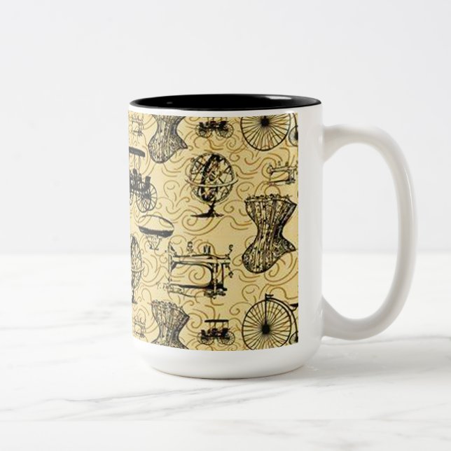 Jaune Steampunk Motif café Mug (Droit)