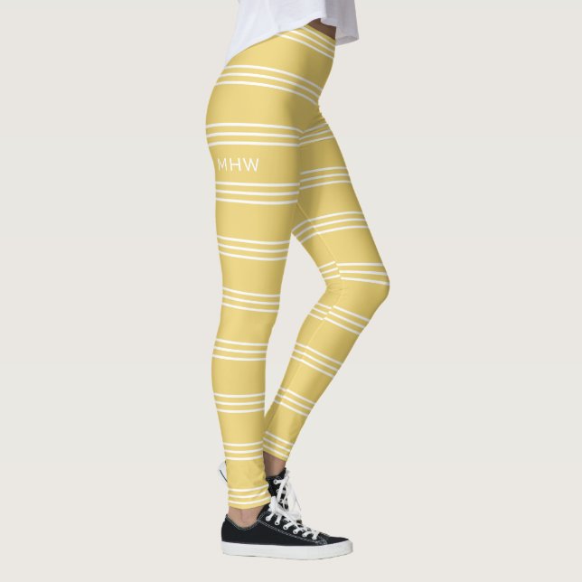 Jaune Stripes leggings monogrammes personnalisés (Droite)