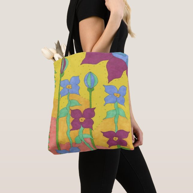 Jaune Sunshine Bohème Sac fourre-tout Floral (De près)