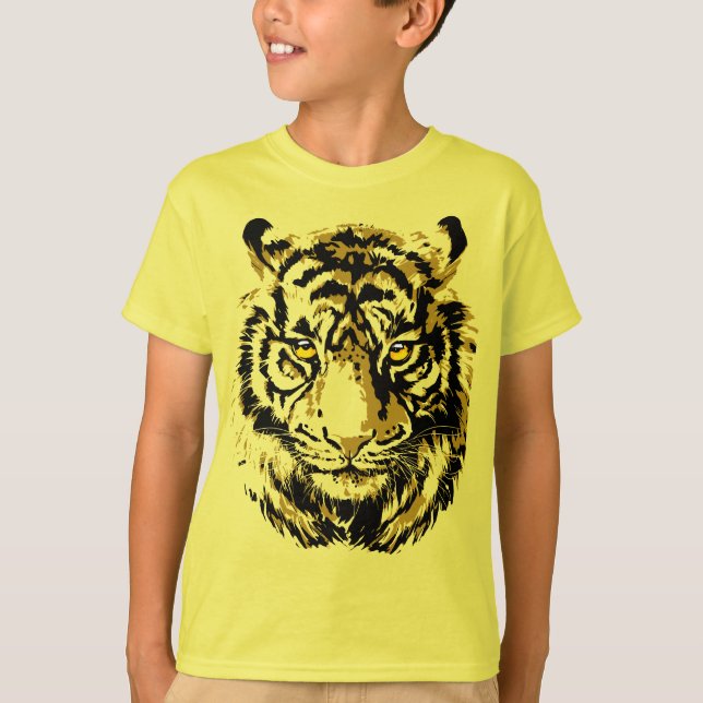 Jaune tigre | T-shirt couleur Tiger Face (Devant)