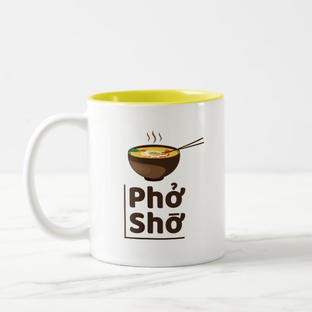 Jaune unique de tasse de Pho Sho de Ramen (Gauche)