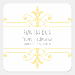 Jaune v2 Fancy Ornamental Save Date Stickers