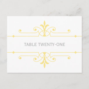 Jaune v2 Fancy Ornamo Numéro de table Carte postal