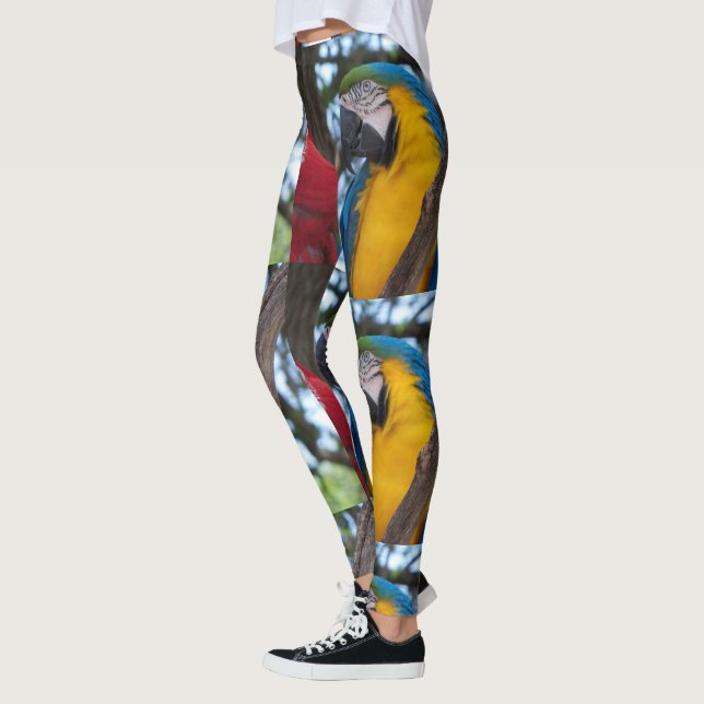 Jaune vert et bleu tropicale Macaw leggings (Gauche)
