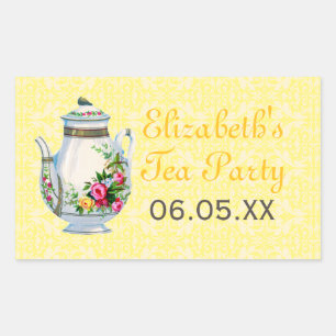 Jaune Vintage Tea Party Favoriser les autocollants