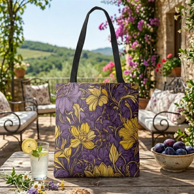 Jaune violet fleuri jardin sac fourre-tout (Créateur téléchargé)