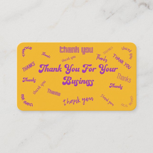 Jaune / Violet "Merci" Insertion / Carte de visite (Devant)