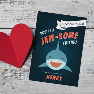 Jaw-some Shark Classroom Carte Saint-Valentin