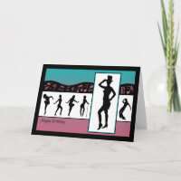 Jazz Dancers avec musique Notes Anniversaire Carte
