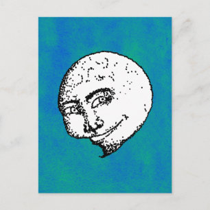 Jazz Moon sur carte postale bleu-vert