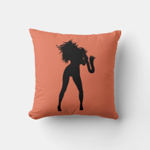Jazz Music Saxophone Player Femme Coussin