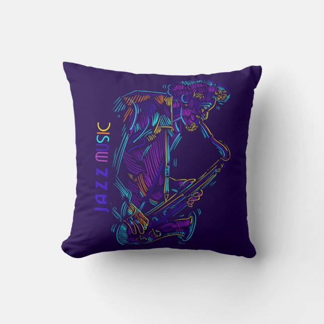 Jazz Musique Neon Abstrait Dessin Jeu Oreiller (Recto)