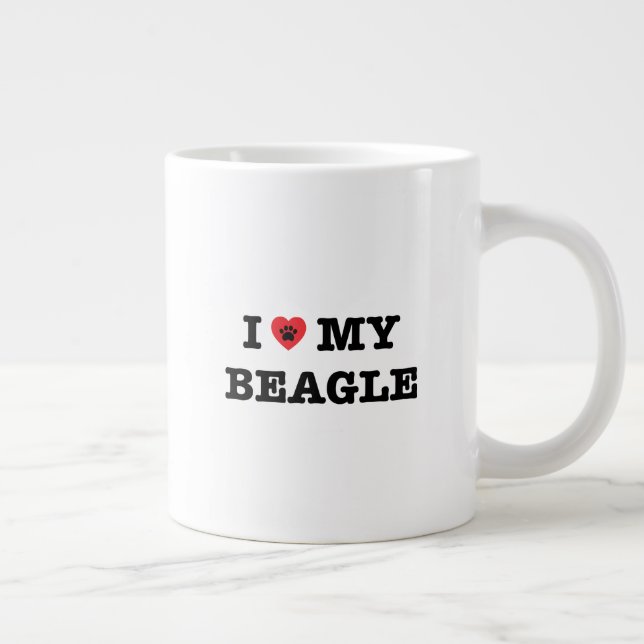J'Coeur Mon Beagle Jumbo Café Mug (Droite)