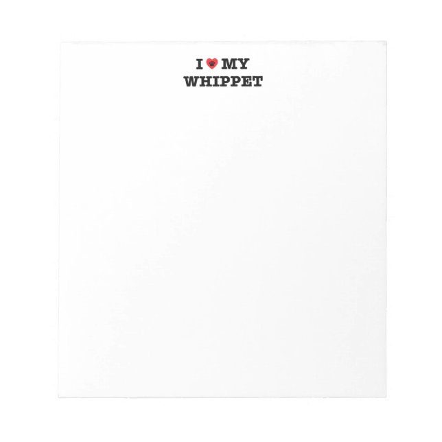J'Coeur Mon Bloc-notes Whippet (Devant)