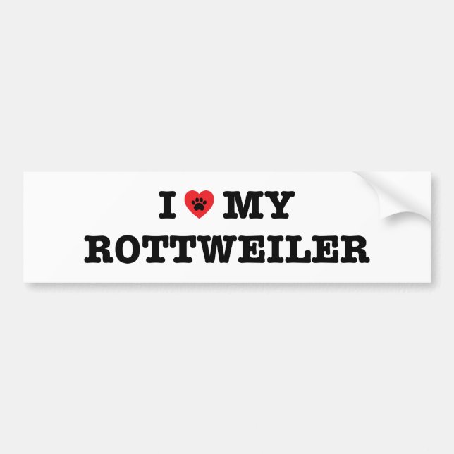 J'Coeur Mon Sticker De Bumper Rottweiler (Devant)