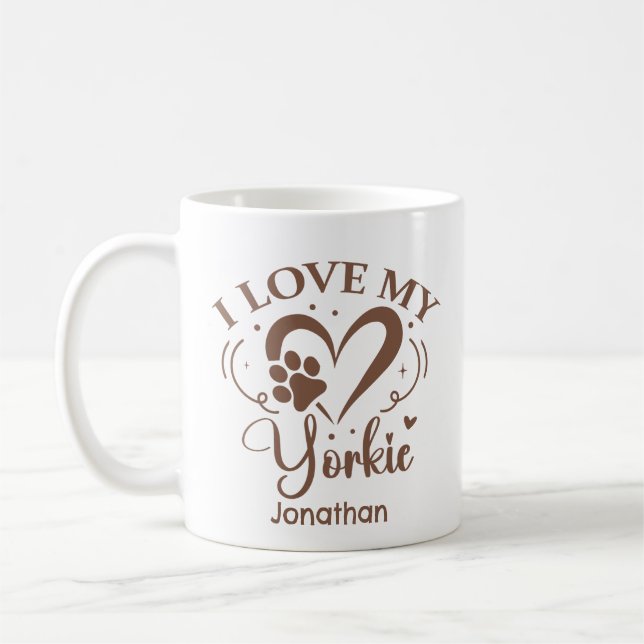 J'Coeur Mon Yorkie Mug Personnalisé Café (Gauche)
