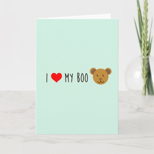 Je <3 Ma Carte de Vœux Ours Boo (Devant)