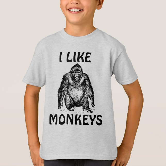 JE AIME LES T-SHIRTS POUR ENFANTS SINGES (Devant)