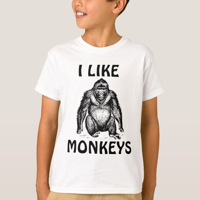 JE AIME LES T-SHIRTS POUR ENFANTS SINGES (Devant)