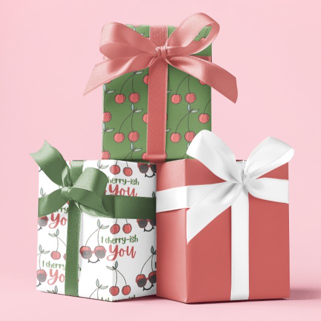 Je Cherry-Ish Vous Envelopper Des Feuilles De Papi (Let someone special know that you, "Cherry-ish them" with these cute wrapping paper sheets! )