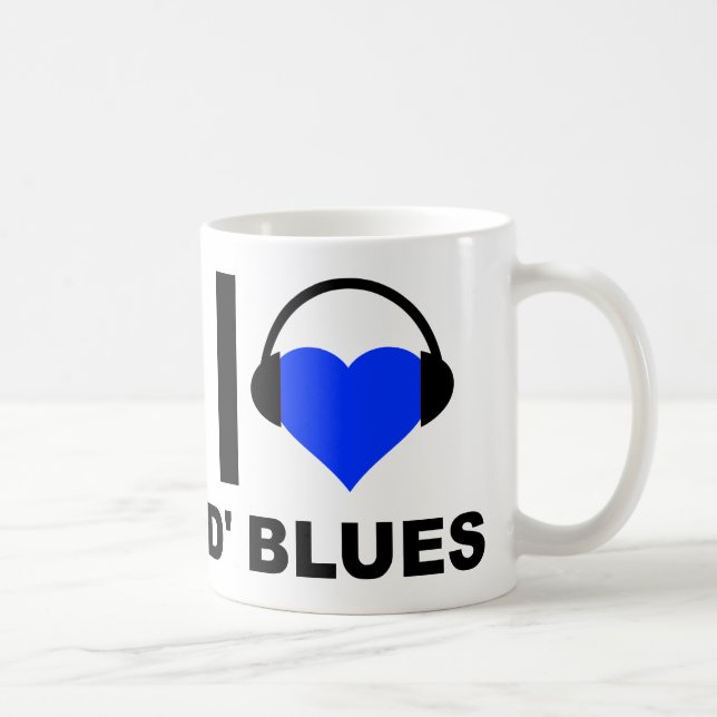 Je Coeur D'Blues Drôle Mug (Droite)