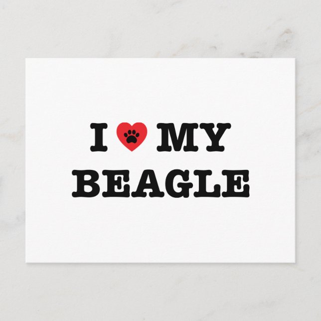 Je Coeur Ma Carte Postale Beagle (Devant)