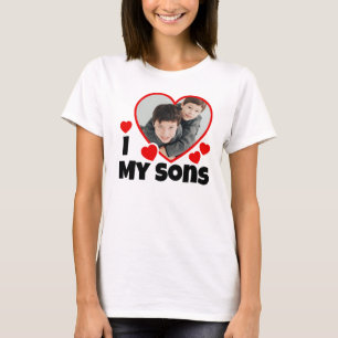 Je Coeur Mes Fils Photo personnalisée T-shirt