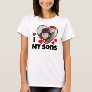 Je Coeur Mes Fils Photo personnalisée T-shirt