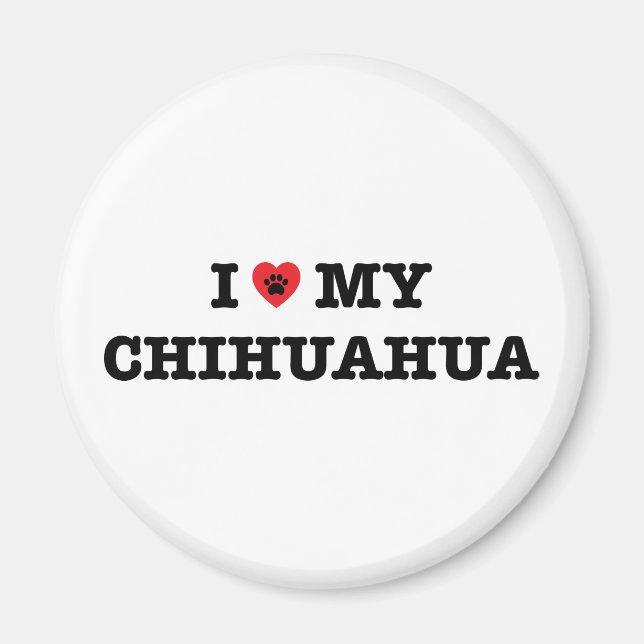 Je Coeur Mon Magnet de réfrigérateur Chihuahua (Devant)