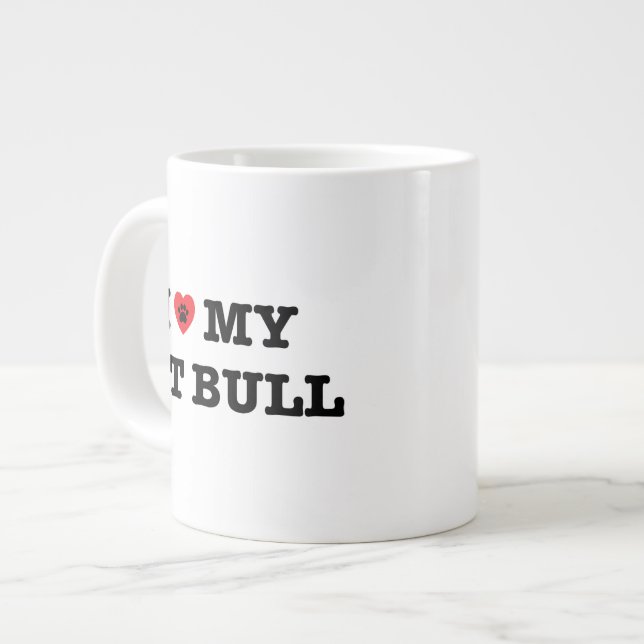 Je Coeur Mon Pit Bull Jumbo Coffee Mug (Devant gauche)