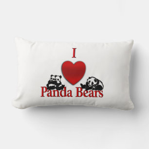 Je Coeur Panda Ours Jeter Oreiller