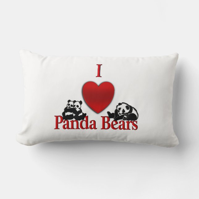 Je Coeur Panda Ours Jeter Oreiller (Recto)