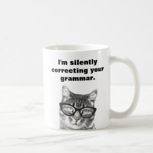Je corrige en silence votre grammaire chatte mug
