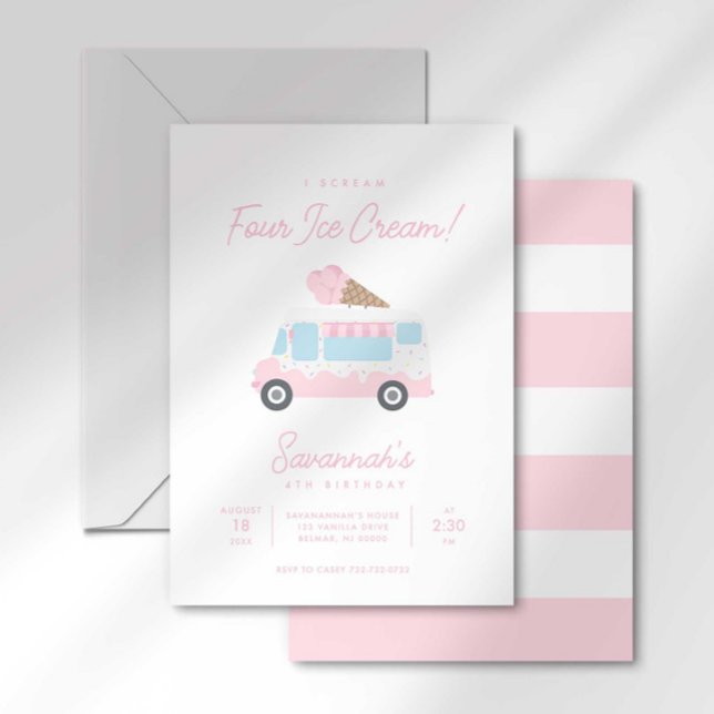 Je crie QUATRE Invitation d'anniversaire pour glac (Créateur téléchargé)