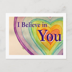 Je crois en vous Rainbow Hearts Art Carte postale