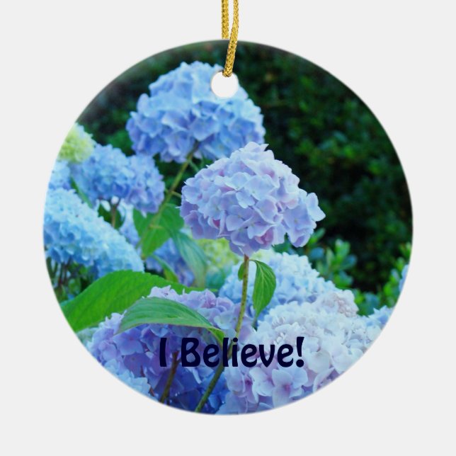 Je crois ! Ornement de Noël Hydrangeas Bleus (Devant)