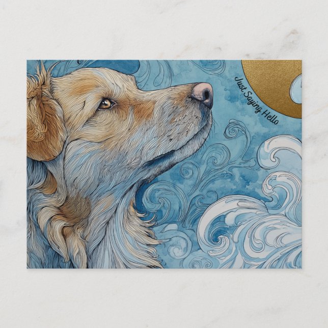 Je Dis Juste Bonjour Chien Carte Postale (Devant)