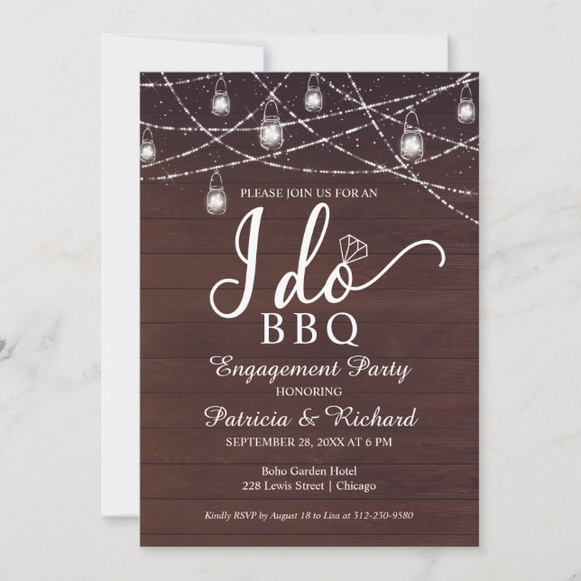 Je fais BBQ Rustic Engagement Party Invitation (Devant)