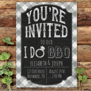 Je fais BBQ Silver Invitation Wedding shower et nu