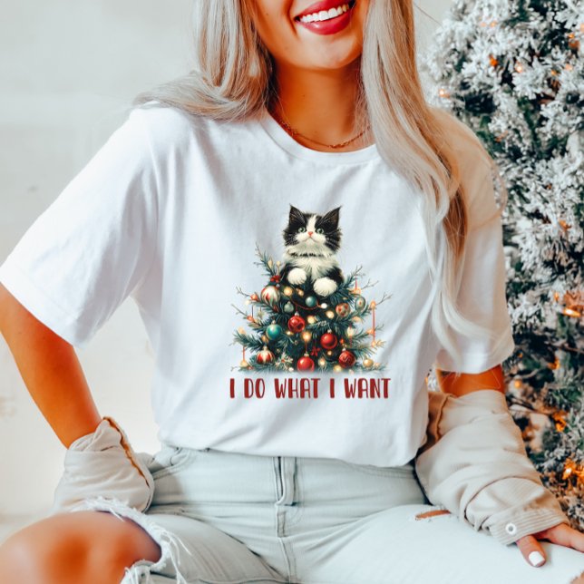 Je fais ce que je veux Chat de Noël T-Shirt (Créateur téléchargé)